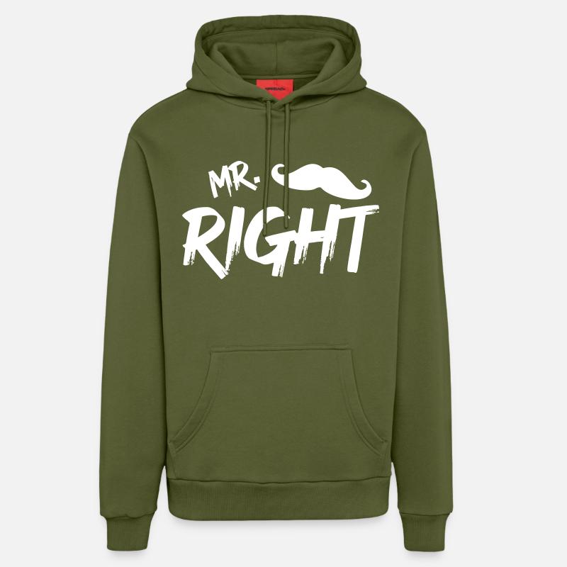 Mr Right mit Bart w - Organic Relaxed Hoodie Made in EU - MOSS GREEN