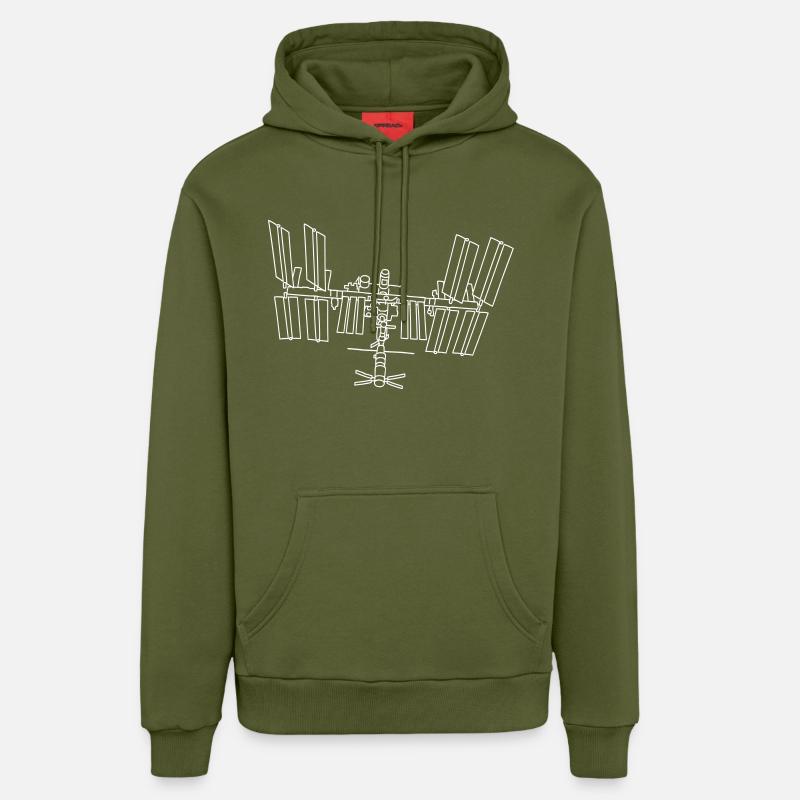 Station spatiale ISS - Sweat à capuche bio décontracté fabriqué en UE - MOSS GREEN