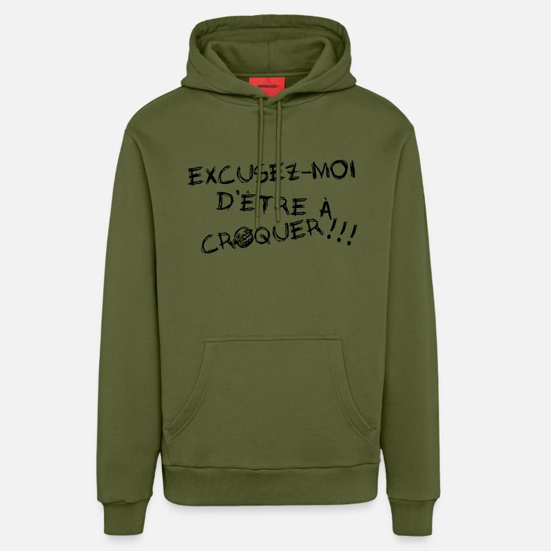 Excusez-moi d'être à croquer - Sweat à capuche bio décontracté fabriqué en UE - MOSS GREEN