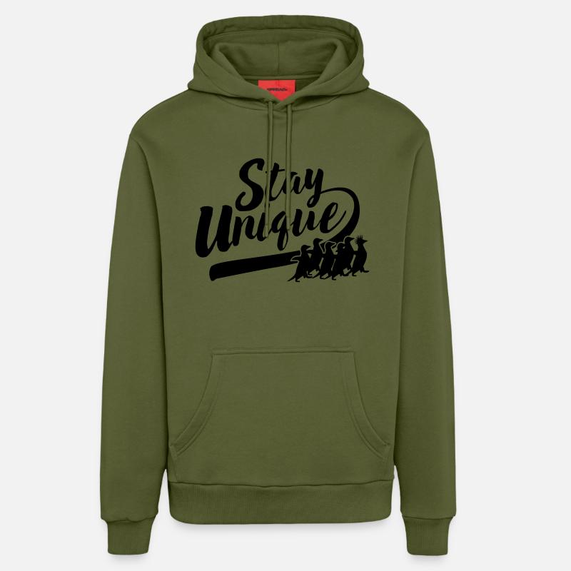 Stay Unique Penguin Punk - Sweat à capuche bio décontracté fabriqué en UE - MOSS GREEN
