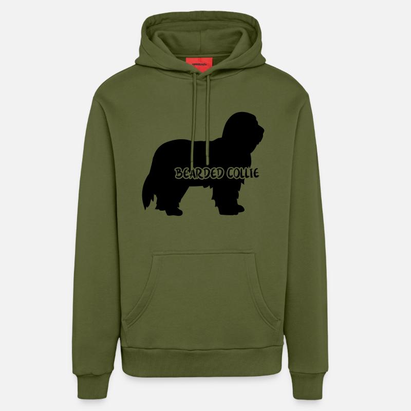 Bearded Collie - Sweat à capuche bio décontracté fabriqué en UE - MOSS GREEN