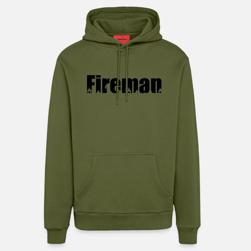 fireman - Sweat à capuche bio décontracté fabriqué en UE - MOSS GREEN