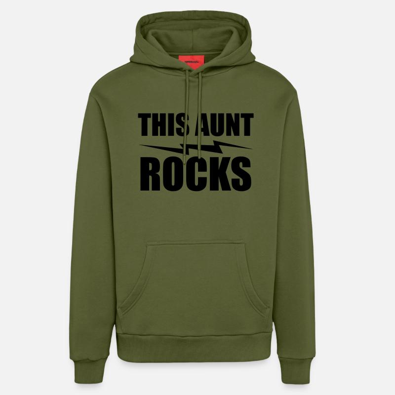 this aunt rocks - Sweat à capuche bio décontracté fabriqué en UE - MOSS GREEN