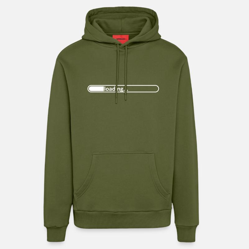 Ladebalken //loading//laden //lädt // Dauer //Zeit - Organic Relaxed Hoodie Made in EU - MOSS GREEN