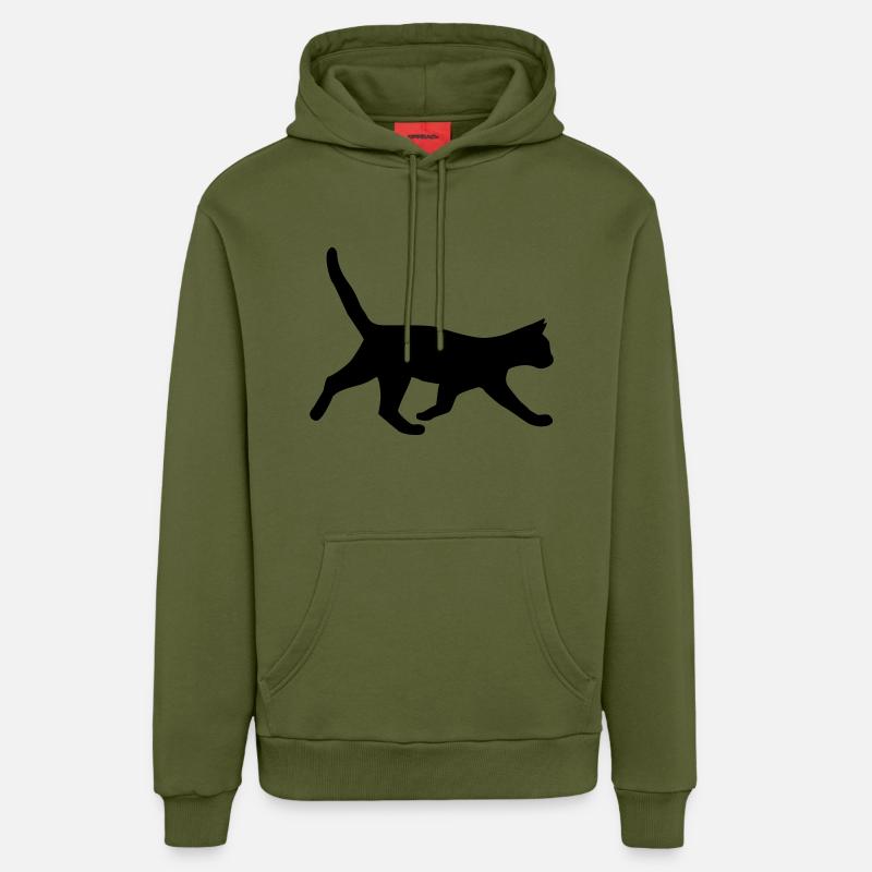 Chat - Sweat à capuche bio décontracté fabriqué en UE - MOSS GREEN