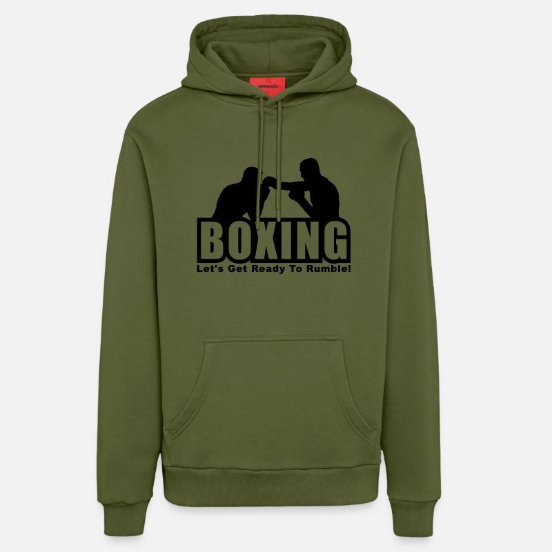 boxe thailandaise - Sweat à capuche bio décontracté fabriqué en UE - MOSS GREEN