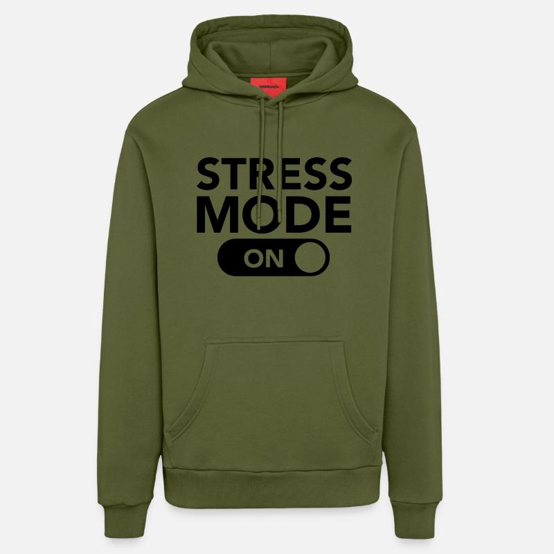 Stress Mode (On) - Sweat à capuche bio décontracté fabriqué en UE - MOSS GREEN