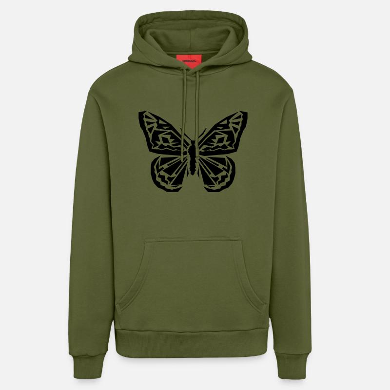 papillon - Sweat à capuche bio décontracté fabriqué en UE - MOSS GREEN