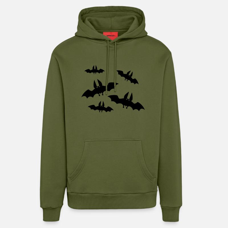 Fledermäuse - Organic Relaxed Hoodie Made in EU - MOSS GREEN