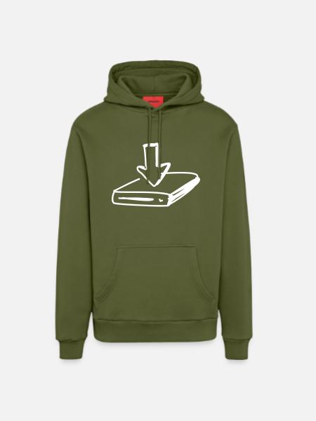 Hard disk with arrow - Organic Relaxed Hoodie Made in EU - MOSS GREEN