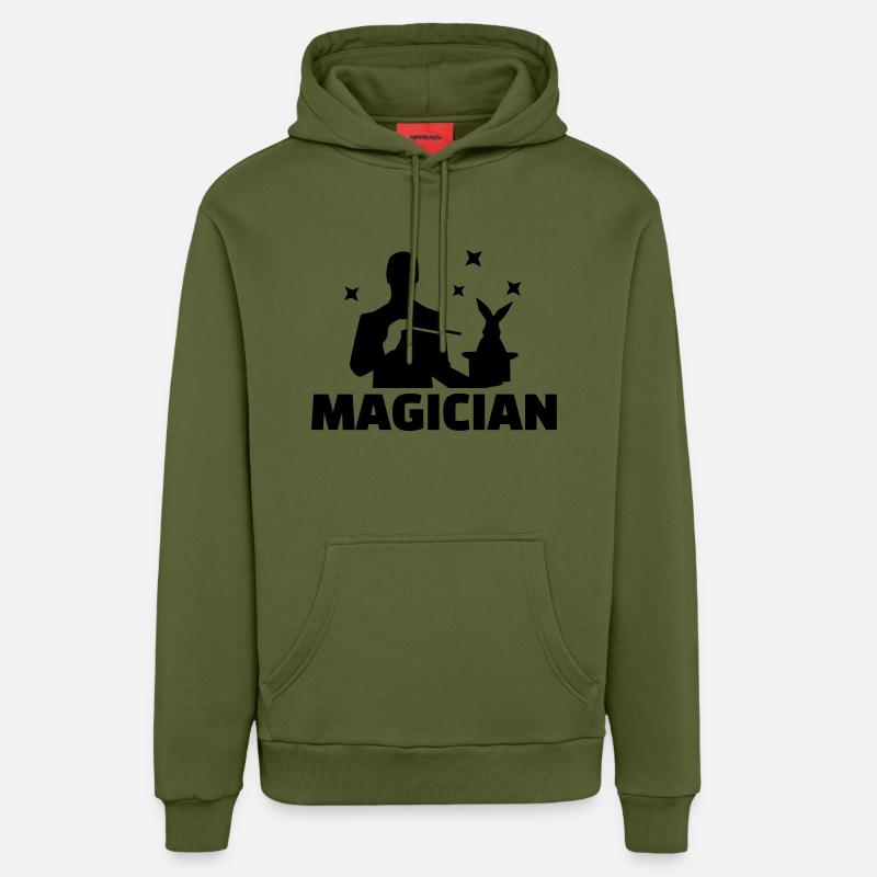 Magicien - Sweat à capuche bio décontracté fabriqué en UE - MOSS GREEN