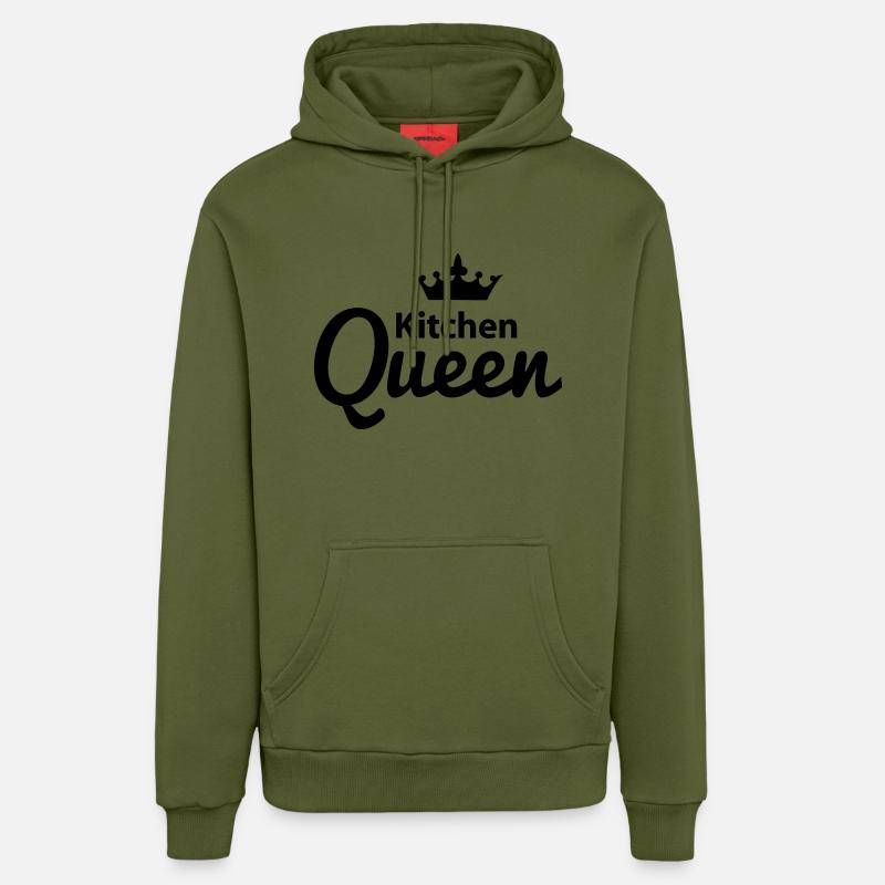 Kitchen Queen - Sweat à capuche bio décontracté fabriqué en UE - MOSS GREEN