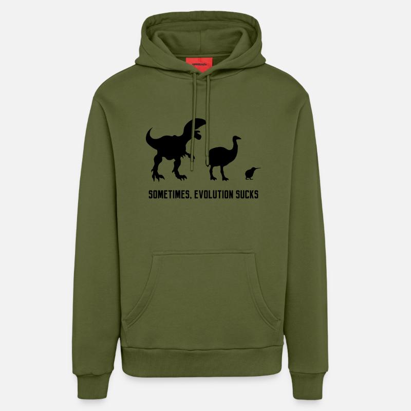 Sometimes, Evolution Sucks - Sweat à capuche bio décontracté fabriqué en UE - MOSS GREEN
