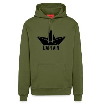 captain - Organic Relaxed Hoodie Made in EU - MOSS GREEN - Vorne