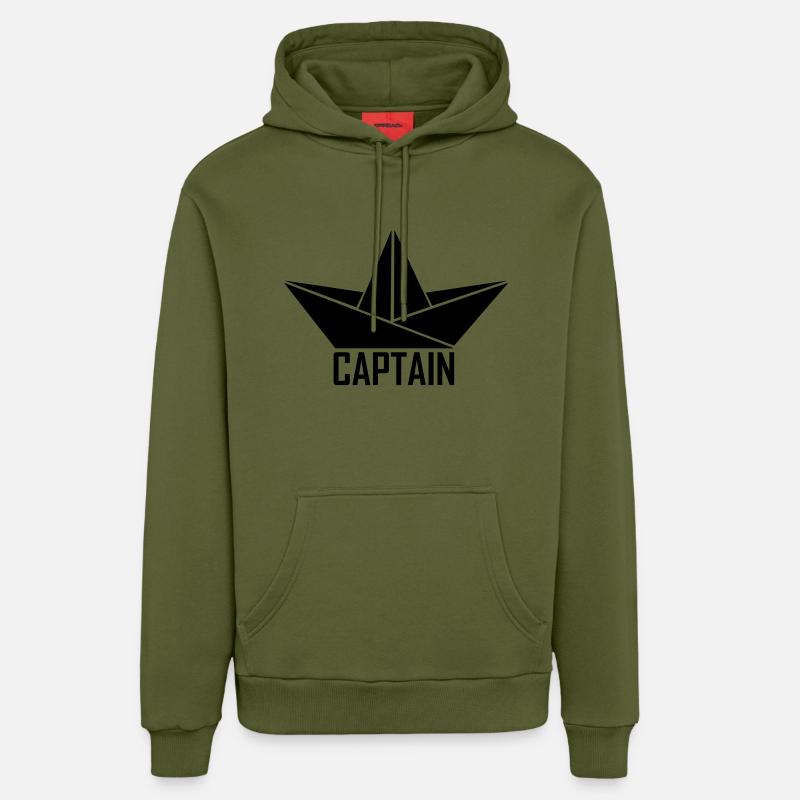 captain - Sweat à capuche bio décontracté fabriqué en UE - MOSS GREEN
