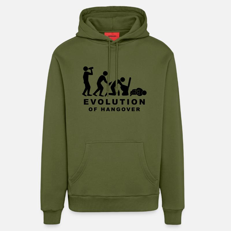 Evolution Hangover - Sweat à capuche bio décontracté fabriqué en UE - MOSS GREEN