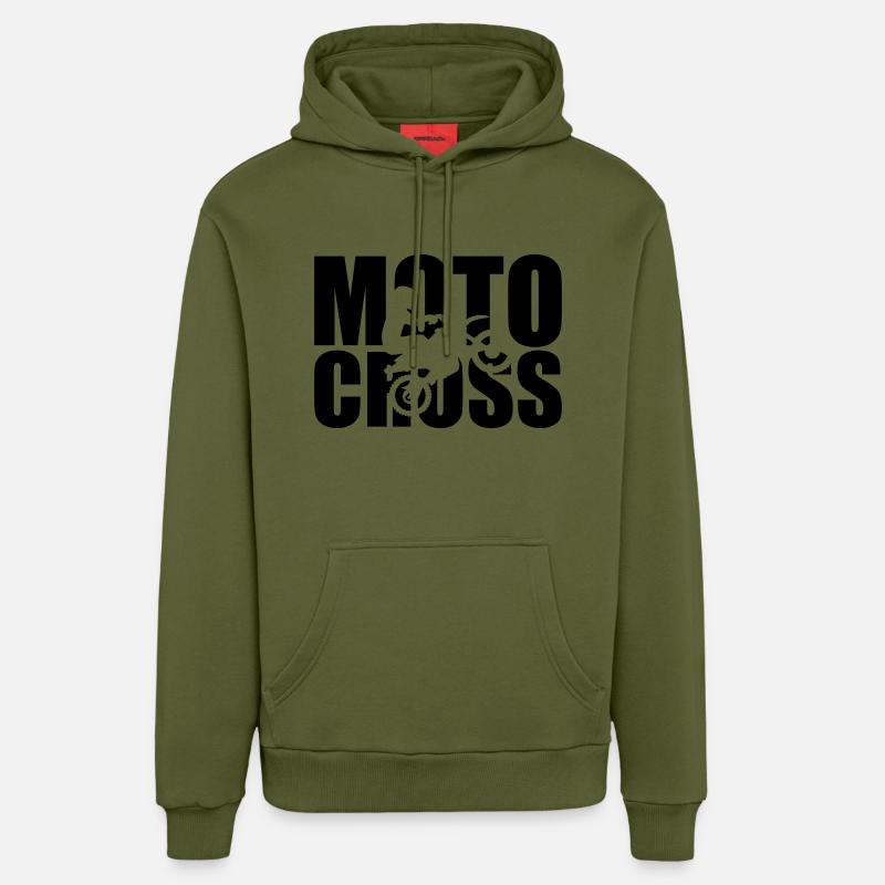Motocross - Sweat à capuche bio décontracté fabriqué en UE - MOSS GREEN