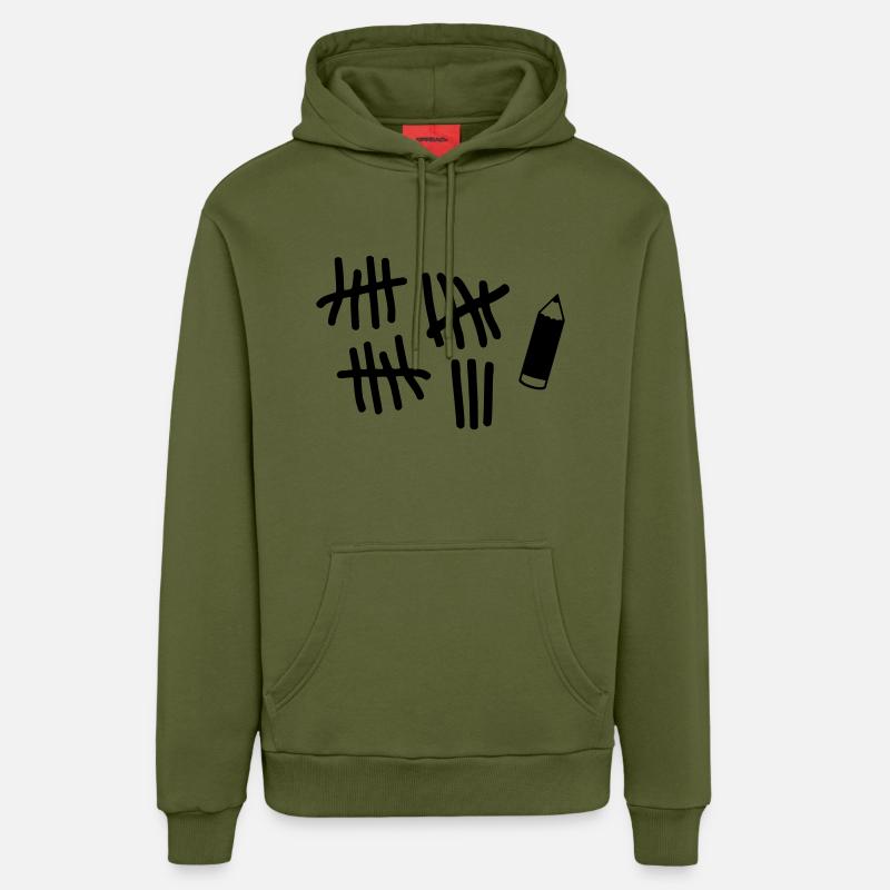 Striche - Stift - Organic Relaxed Hoodie Made in EU - MOSS GREEN