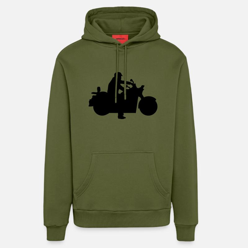 faire de la moto - Sweat à capuche bio décontracté fabriqué en UE - MOSS GREEN