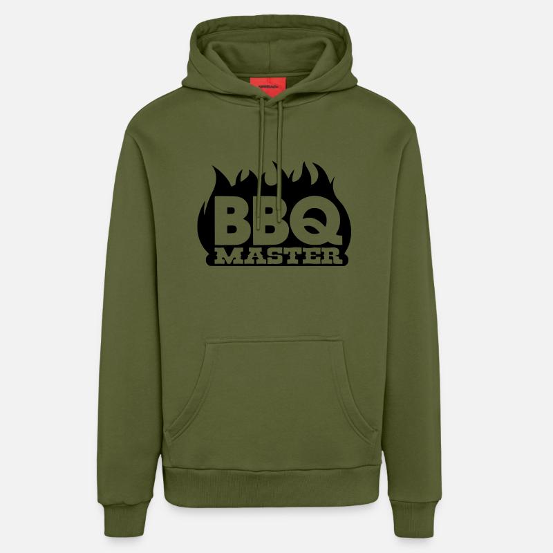 bbq_master - Sweat à capuche bio décontracté fabriqué en UE - MOSS GREEN