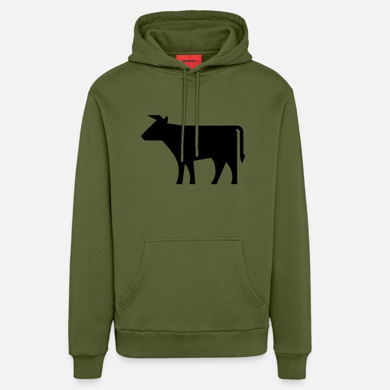 vache - Sweat à capuche bio décontracté fabriqué en UE - MOSS GREEN