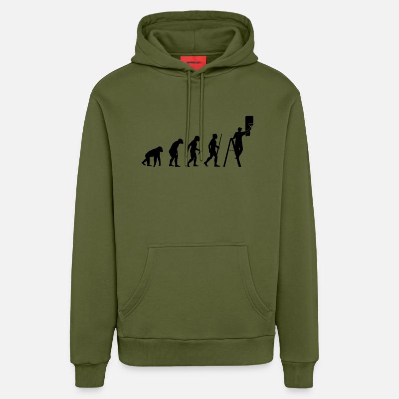 L'évolution des peintres - Sweat à capuche bio décontracté fabriqué en UE - MOSS GREEN