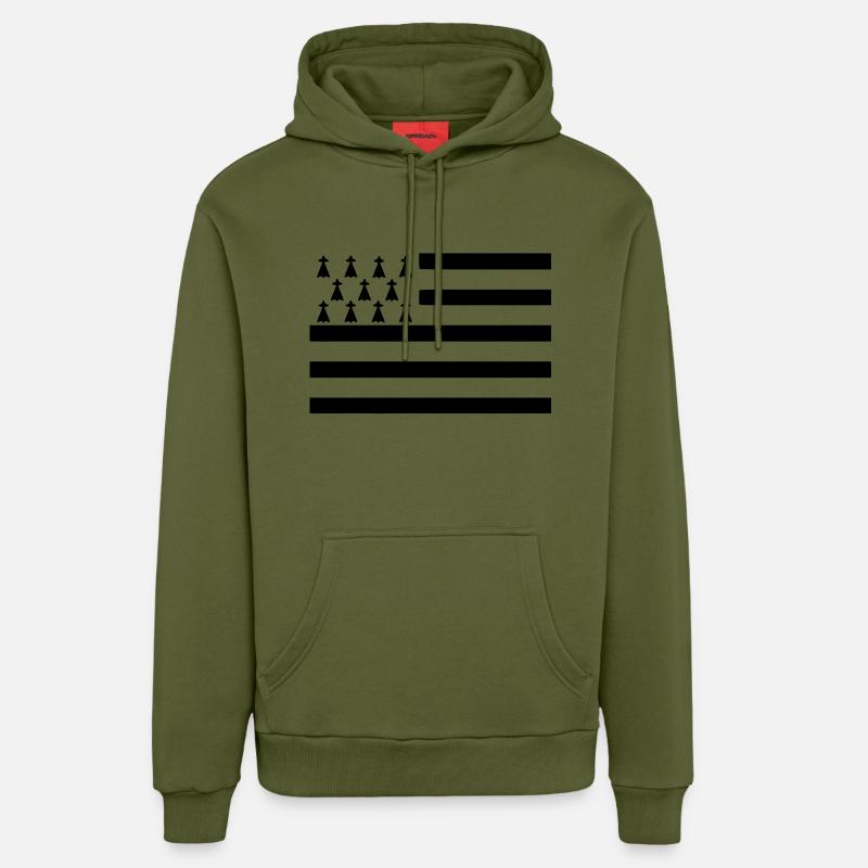 drapeaubreizh011 - Sweat à capuche bio décontracté fabriqué en UE - MOSS GREEN