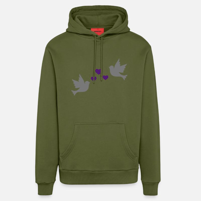 amour - Sweat à capuche bio décontracté fabriqué en UE - MOSS GREEN