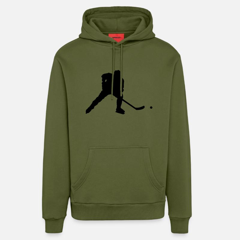 Hockey sur glace - Sweat à capuche bio décontracté fabriqué en UE - MOSS GREEN