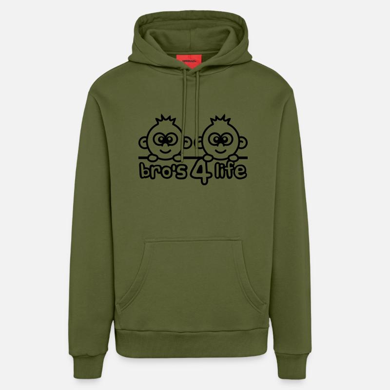 Bros 4 Life Comic Design - Sweat à capuche bio décontracté fabriqué en UE - MOSS GREEN