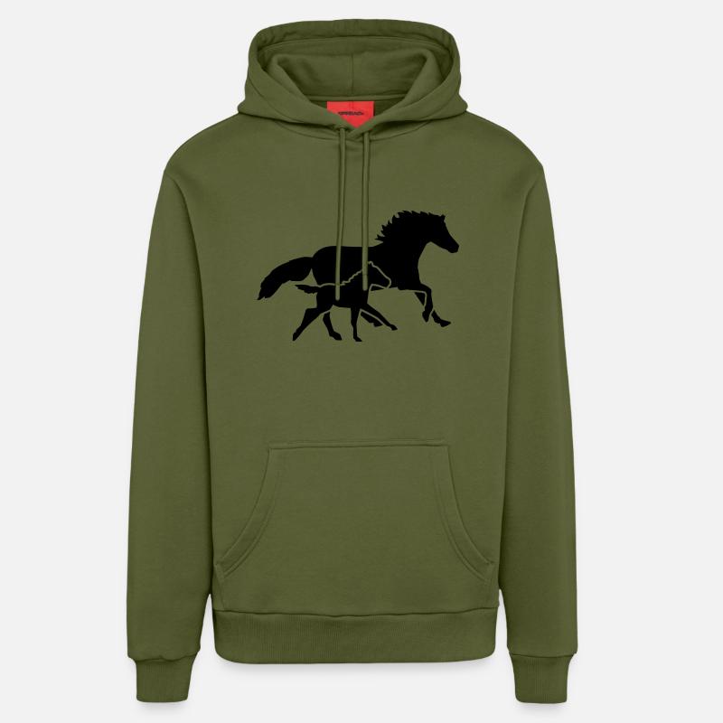 Cheval - Sweat à capuche bio décontracté fabriqué en UE - MOSS GREEN