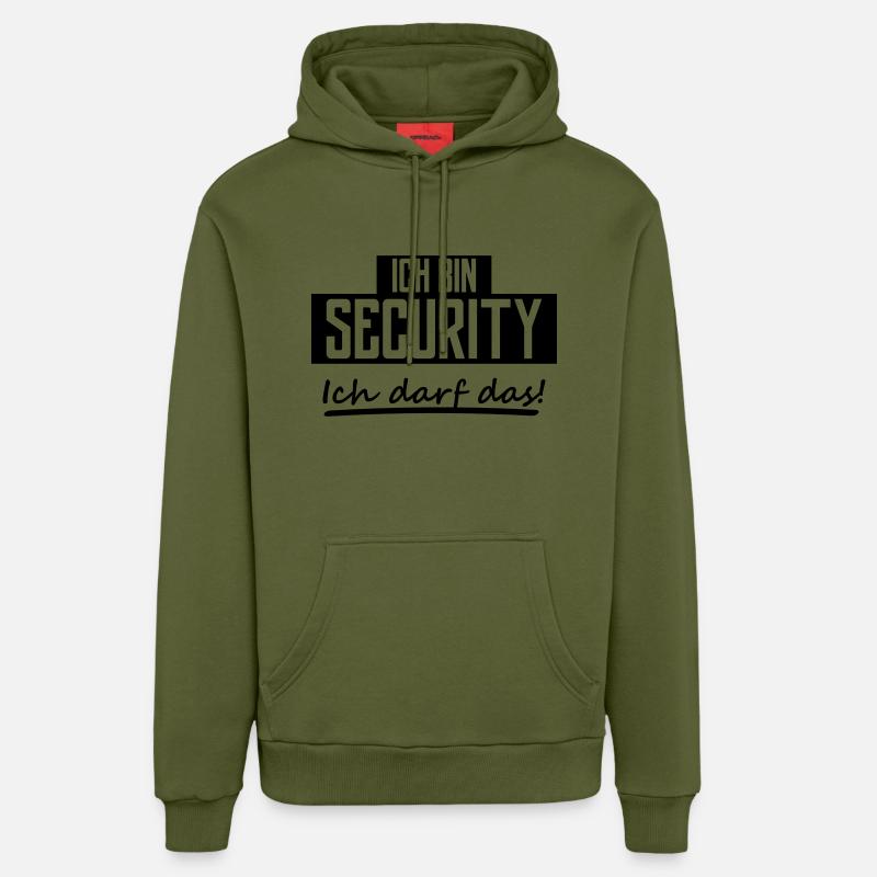 ich bin security - Organic Relaxed Hoodie Made in EU - MOSS GREEN