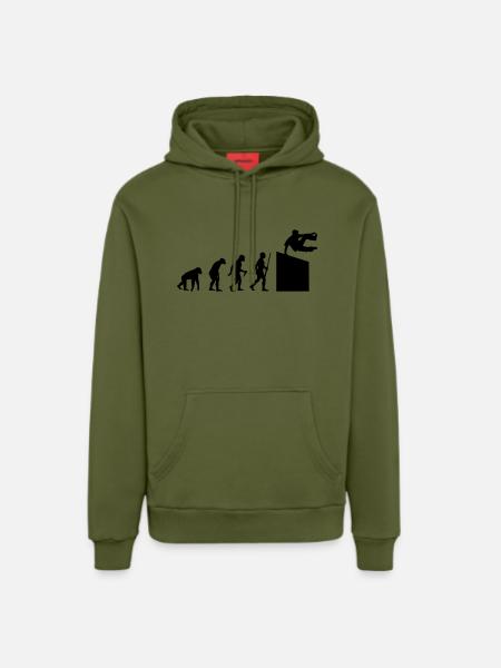Evolution Parkour - Organic Relaxed Hoodie Made in EU - MOSS GREEN
