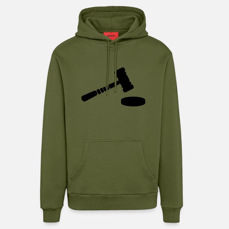 Juge marteau - Sweat à capuche bio décontracté fabriqué en UE - MOSS GREEN