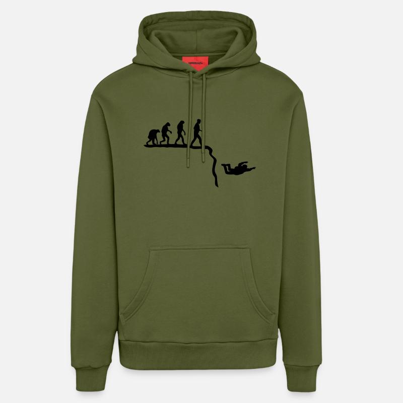 base jumping evolution - Sweat à capuche bio décontracté fabriqué en UE - MOSS GREEN