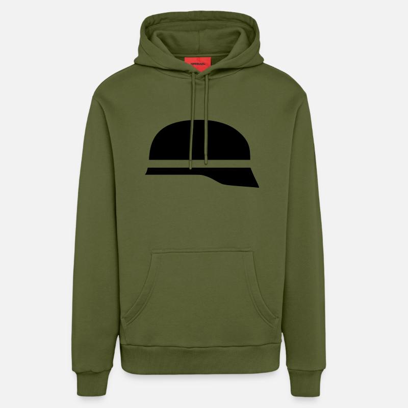 casque de pompier - Sweat à capuche bio décontracté fabriqué en UE - MOSS GREEN