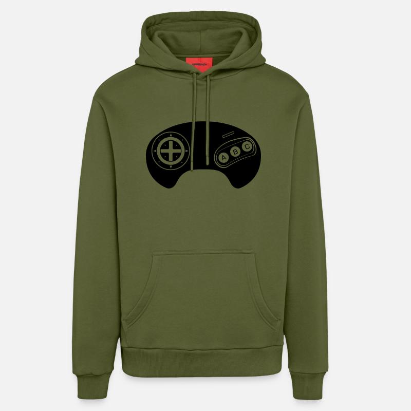 Mega Retro Controller - Organic Relaxed Hoodie Made in EU - MOSS GREEN