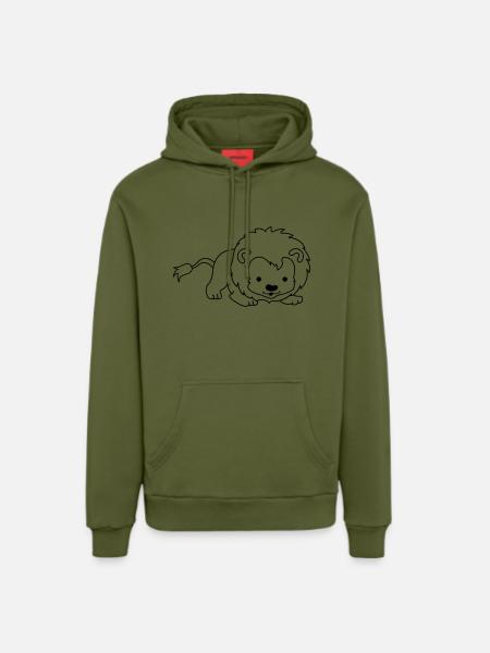 kleiner_loewe_01 - Organic Relaxed Hoodie Made in EU - MOSS GREEN