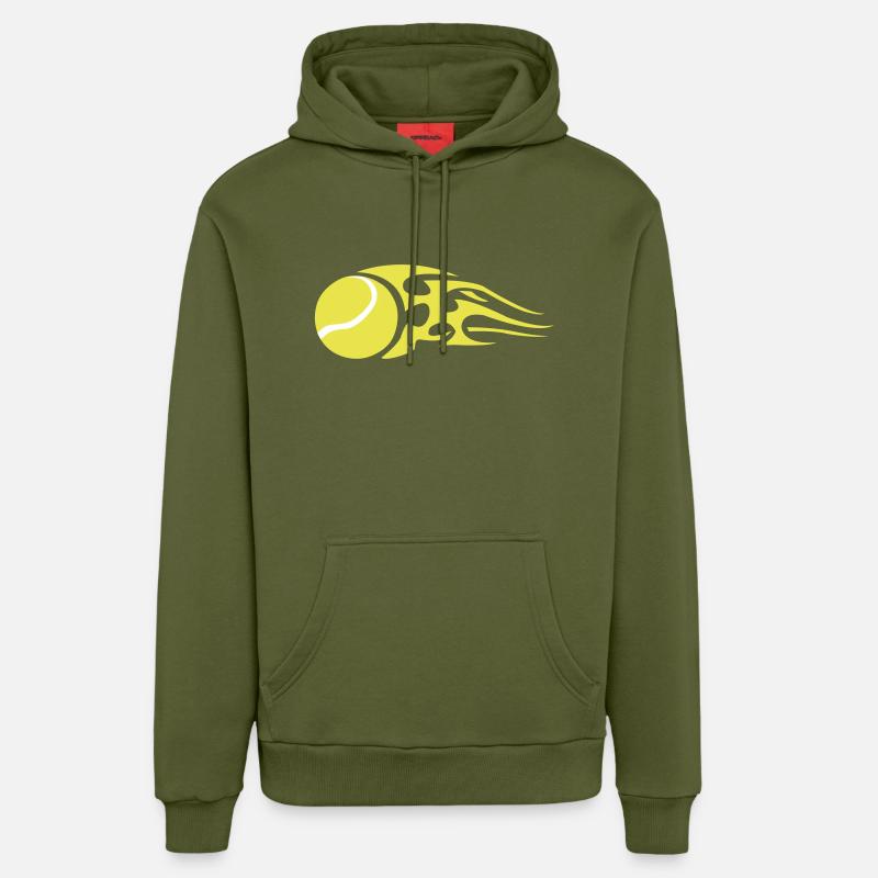 tennisball_flames_colour - Sweat à capuche bio décontracté fabriqué en UE - MOSS GREEN