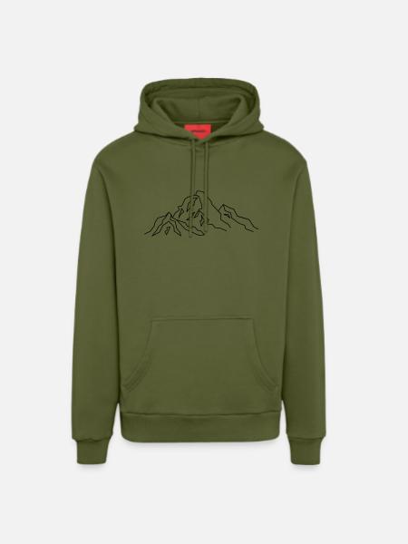 Mountain Icon - Organic Relaxed Hoodie Made in EU - MOSS GREEN