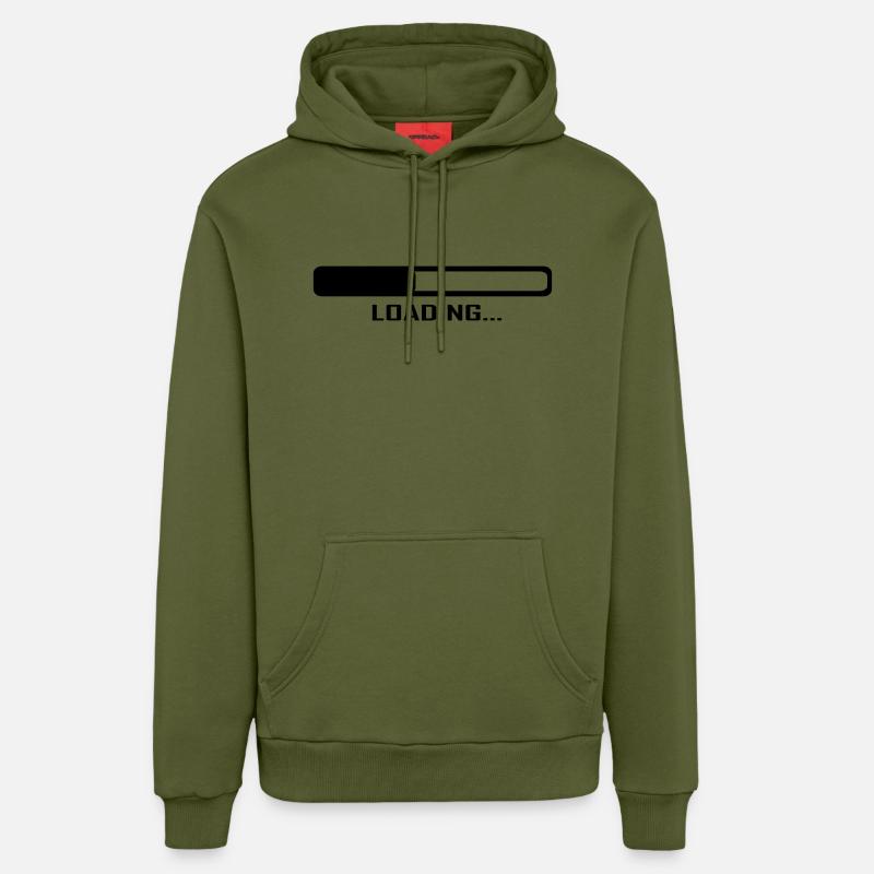 Loading Bar - Computer - Organic Relaxed Hoodie Made in EU - MOSS GREEN