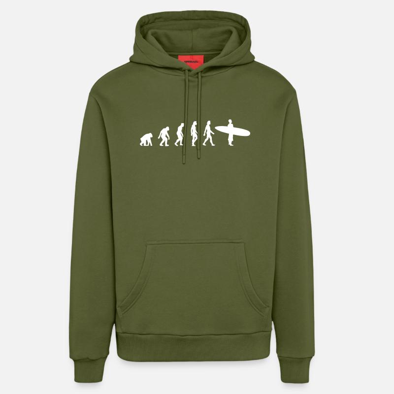 L'évolution du surf - Sweat à capuche bio décontracté fabriqué en UE - MOSS GREEN