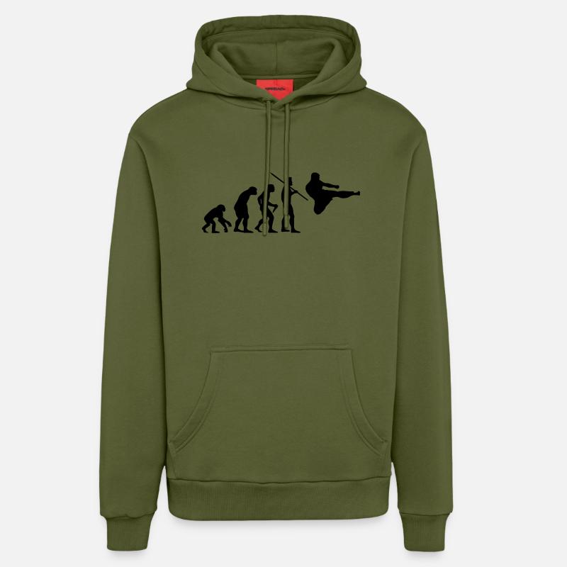 Evolution des Menschen - Kampfsport - Organic Relaxed Hoodie Made in EU - MOSS GREEN