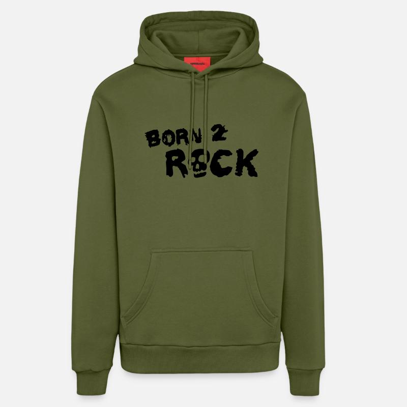 born_2_rock_1c - Sweat à capuche bio décontracté fabriqué en UE - MOSS GREEN
