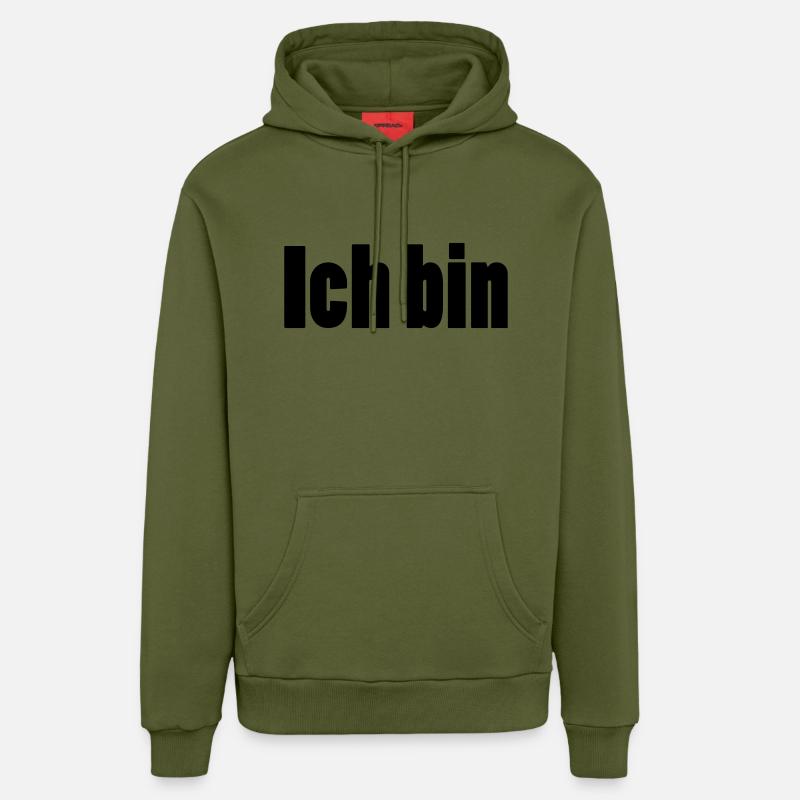 ich bin + dein Name - Organic Relaxed Hoodie Made in EU - MOSS GREEN