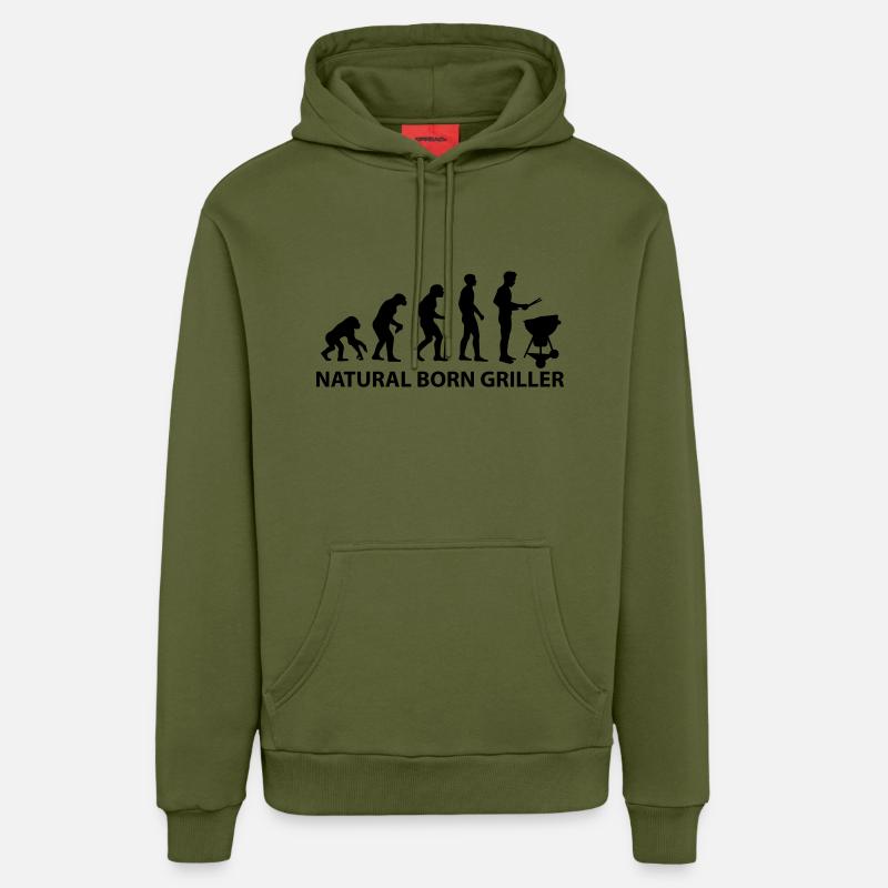 natural born griller - Sweat à capuche bio décontracté fabriqué en UE - MOSS GREEN