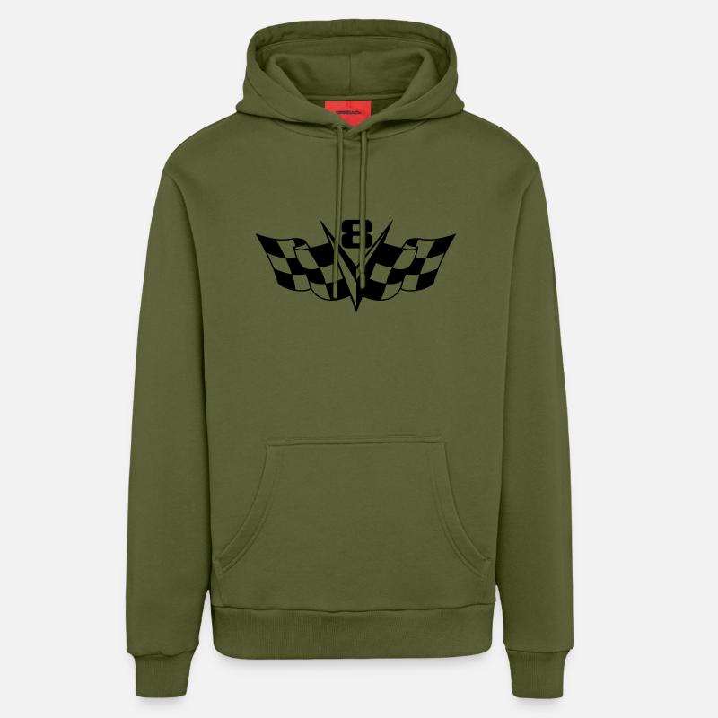 v8 Power - Sweat à capuche bio décontracté fabriqué en UE - MOSS GREEN
