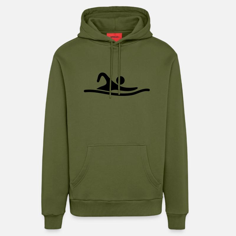 swimming_f1_ - Sweat à capuche bio décontracté fabriqué en UE - MOSS GREEN