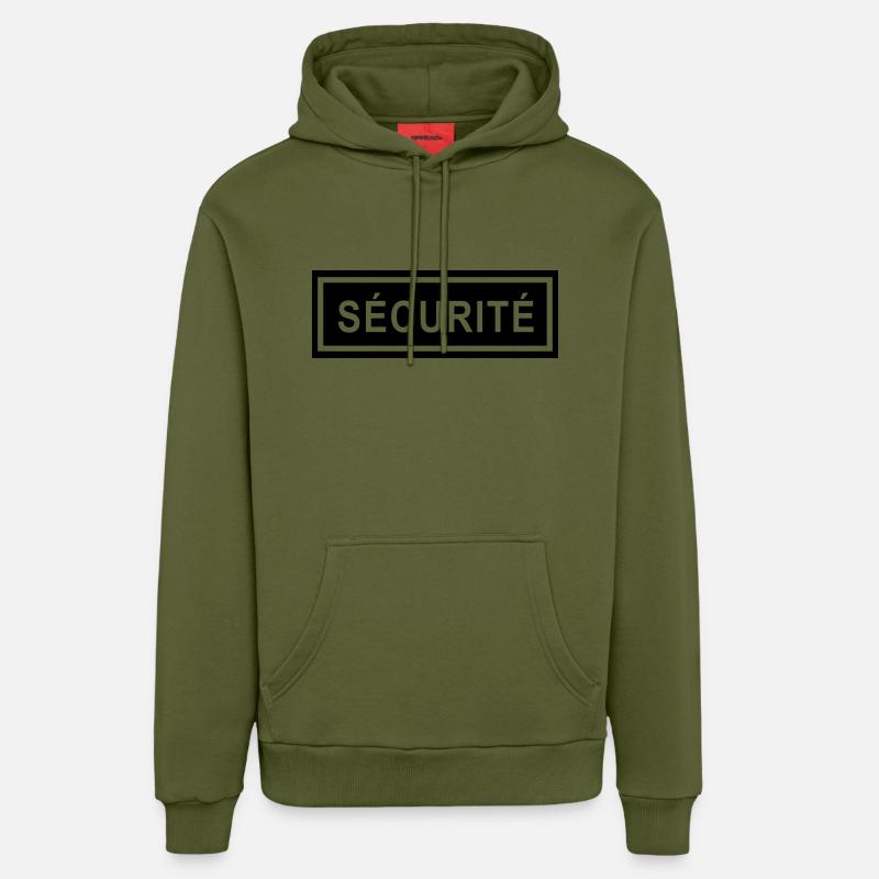 Ecusson Sécurité horiz - Sweat à capuche bio décontracté fabriqué en UE - MOSS GREEN