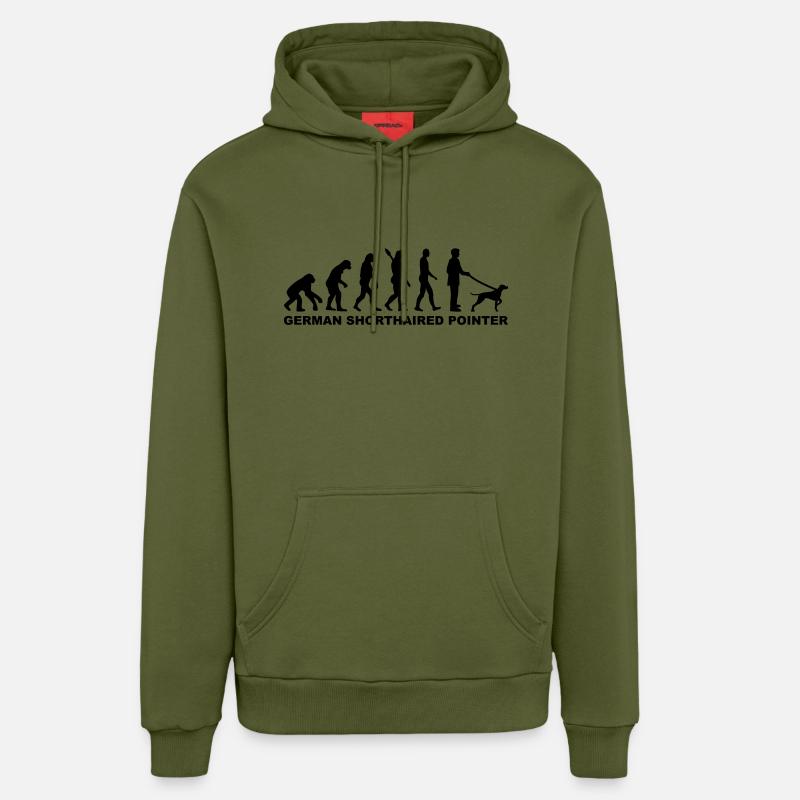 German Shorthaired Pointer - Sweat à capuche bio décontracté fabriqué en UE - MOSS GREEN